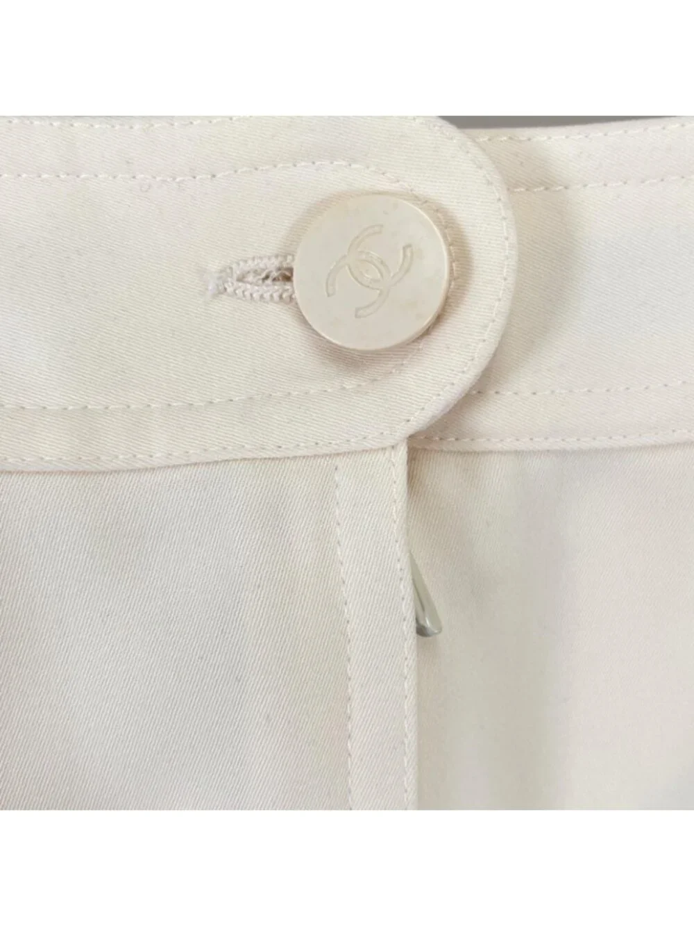 Chanel Midi Length SS Skirt Polyester White 40